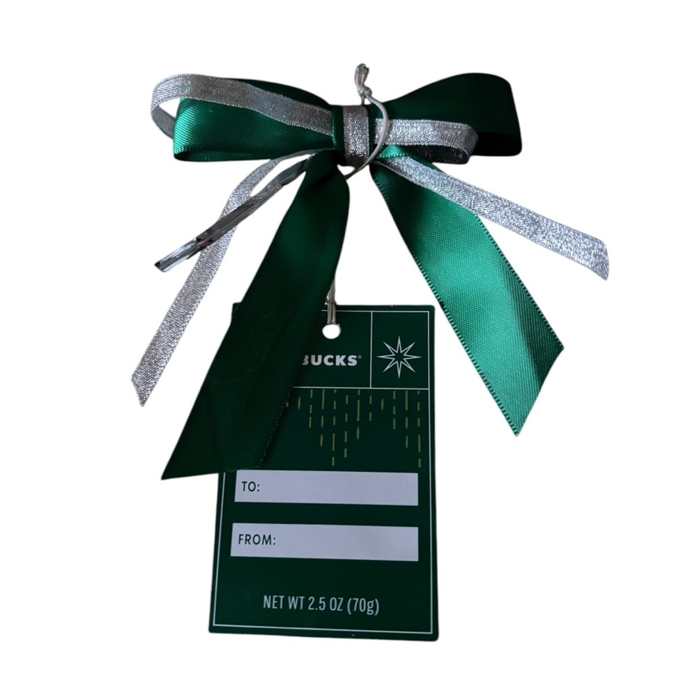 Green and Silver Gift Tag with Ribbon